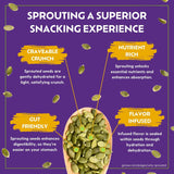 Infographic about sprouted seeds with text on a purple background