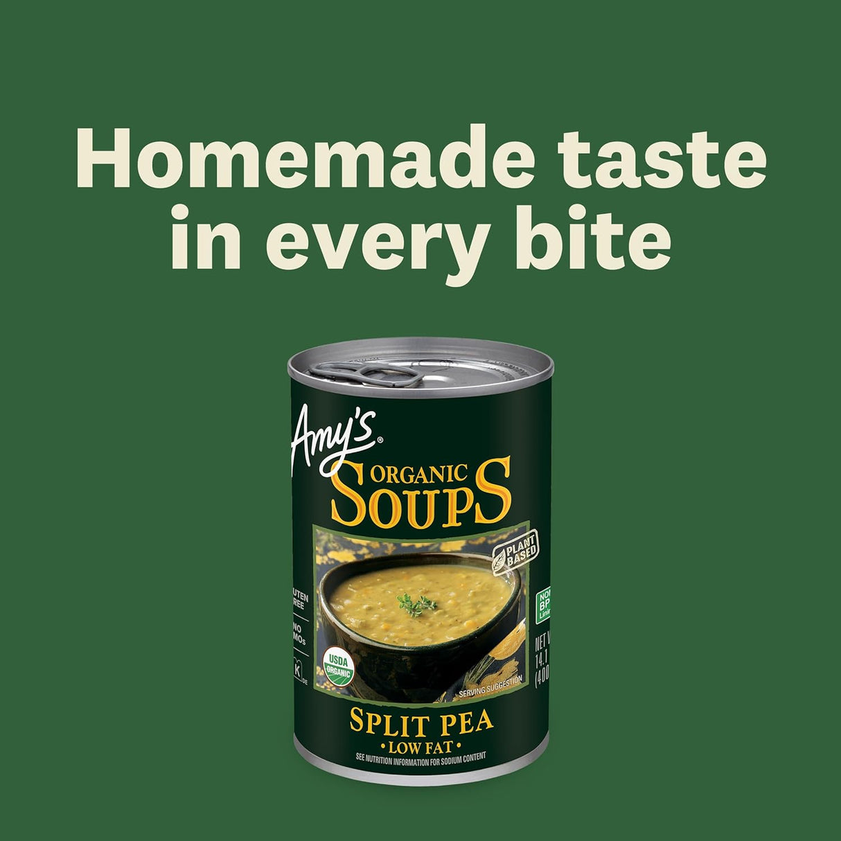 Amy's Organic Low Sodium Split Pea Soup, 14.1 oz, Pack of 12