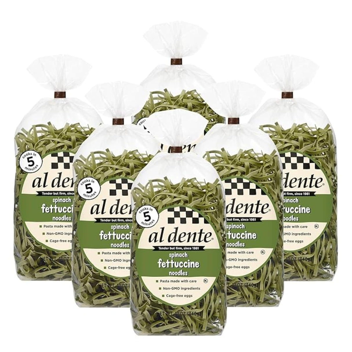 Al Dente Fettuccine Spinach Pasta, 12 oz, Pack of 6