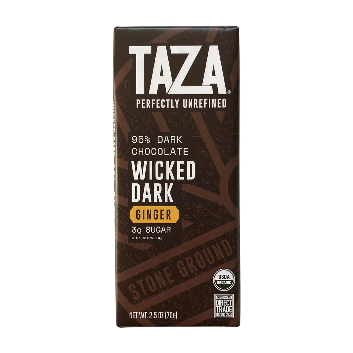 Taza Chocolate Wicked Dark Ginger 95% Barra de Cacao - Caja de 10 - 2.5 Oz