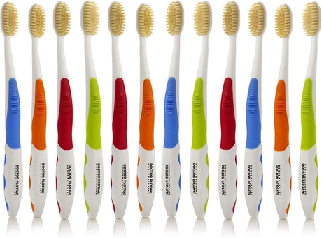 Mouth Watchers Antibacterial Adult Toothbrushes, Assorted Colors, 20-Pack