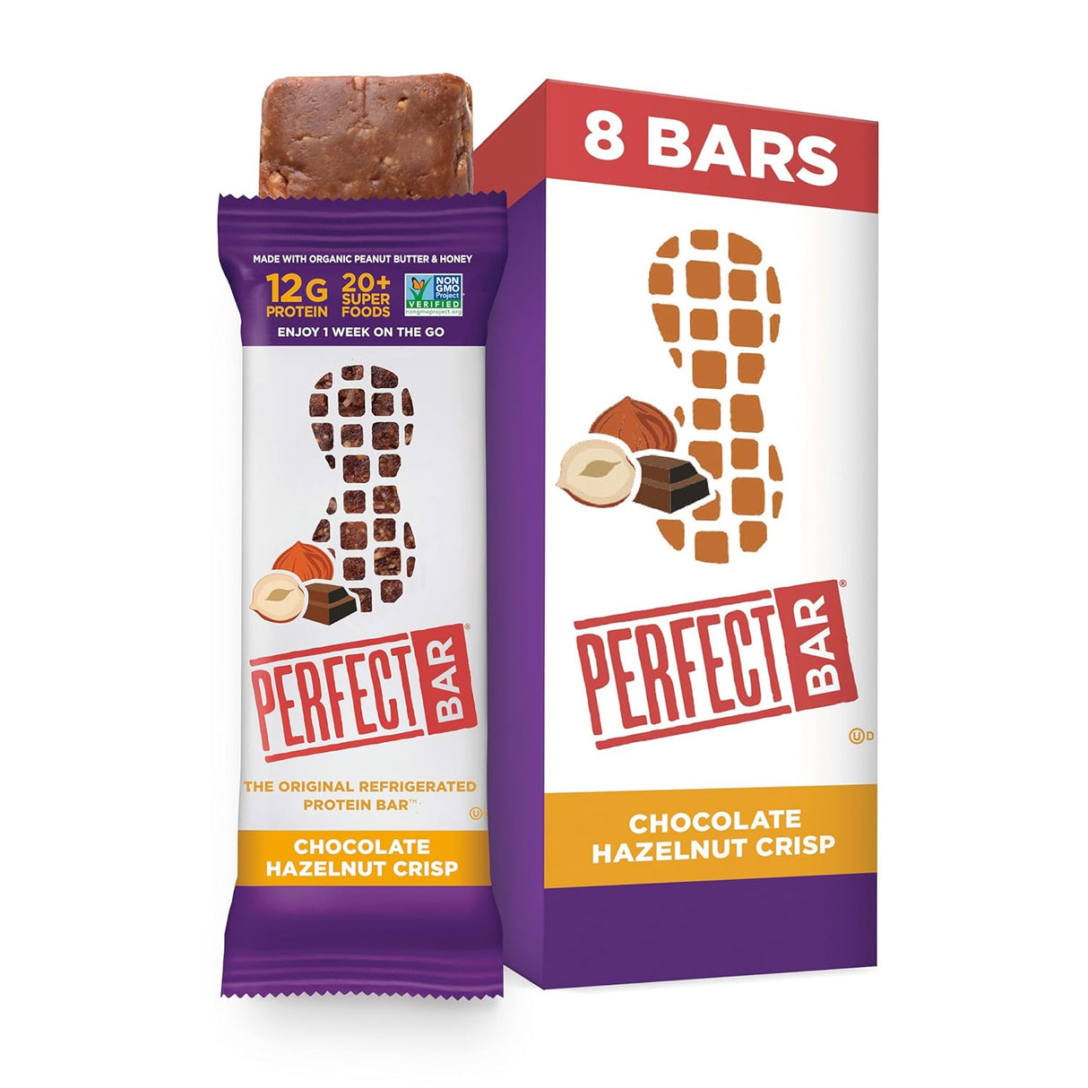Perfect Bar, Chocolate Hazelnut, 2.2 Oz, Pack of 8