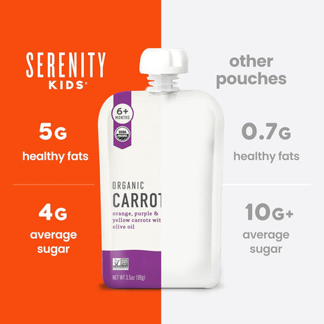 Serenity Kids Carrot Medley Pouch, Organic Baby Food, 3.5 oz, Pack of 6