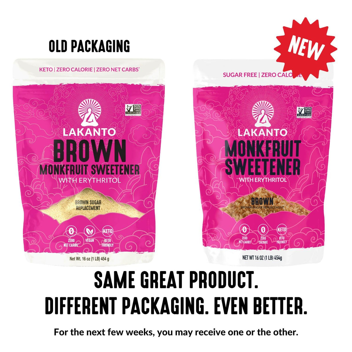 Lakanto Monkfruit Sweetener, Brown, 16 oz., Pack of 8