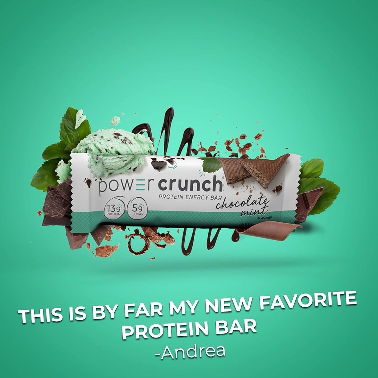 Power Crunch Original Protein Energy Bar Chocolate Mint, Pack of 6, 7 OZ, High-Protein Wafer Bar