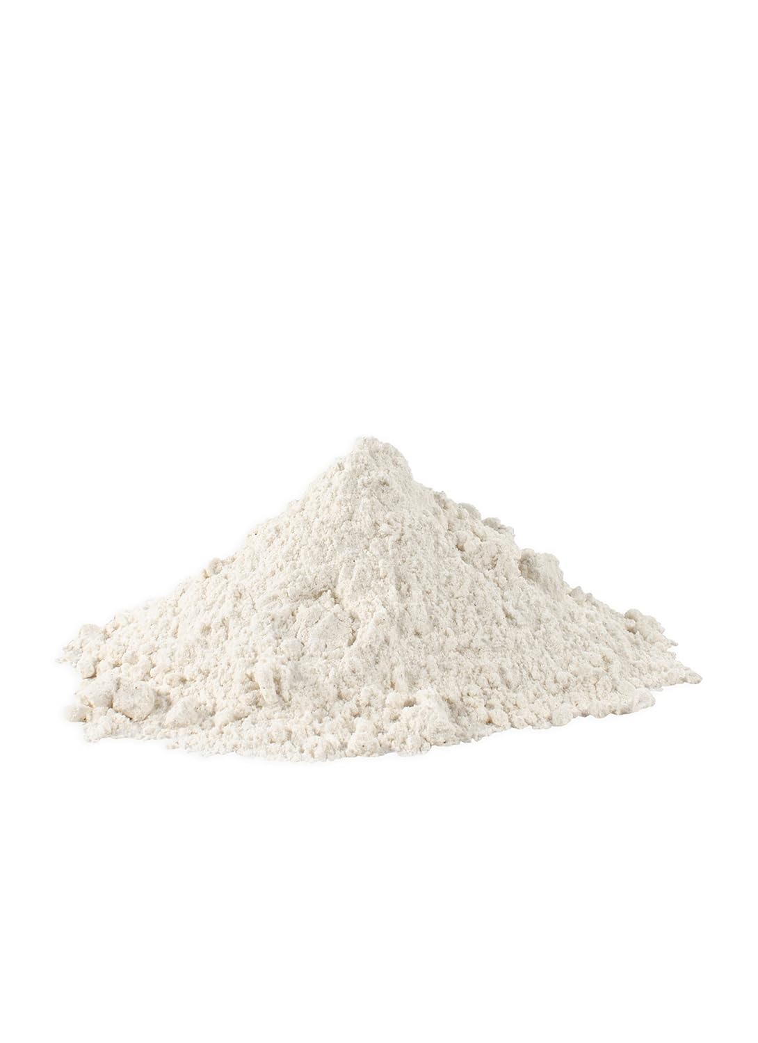 Pile of cassava flour  on a white background