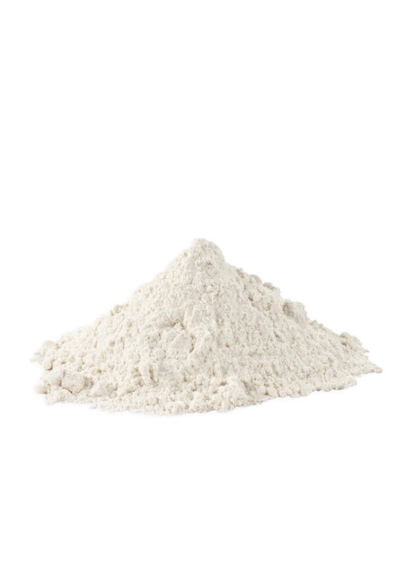 Pile of cassava flour  on a white background