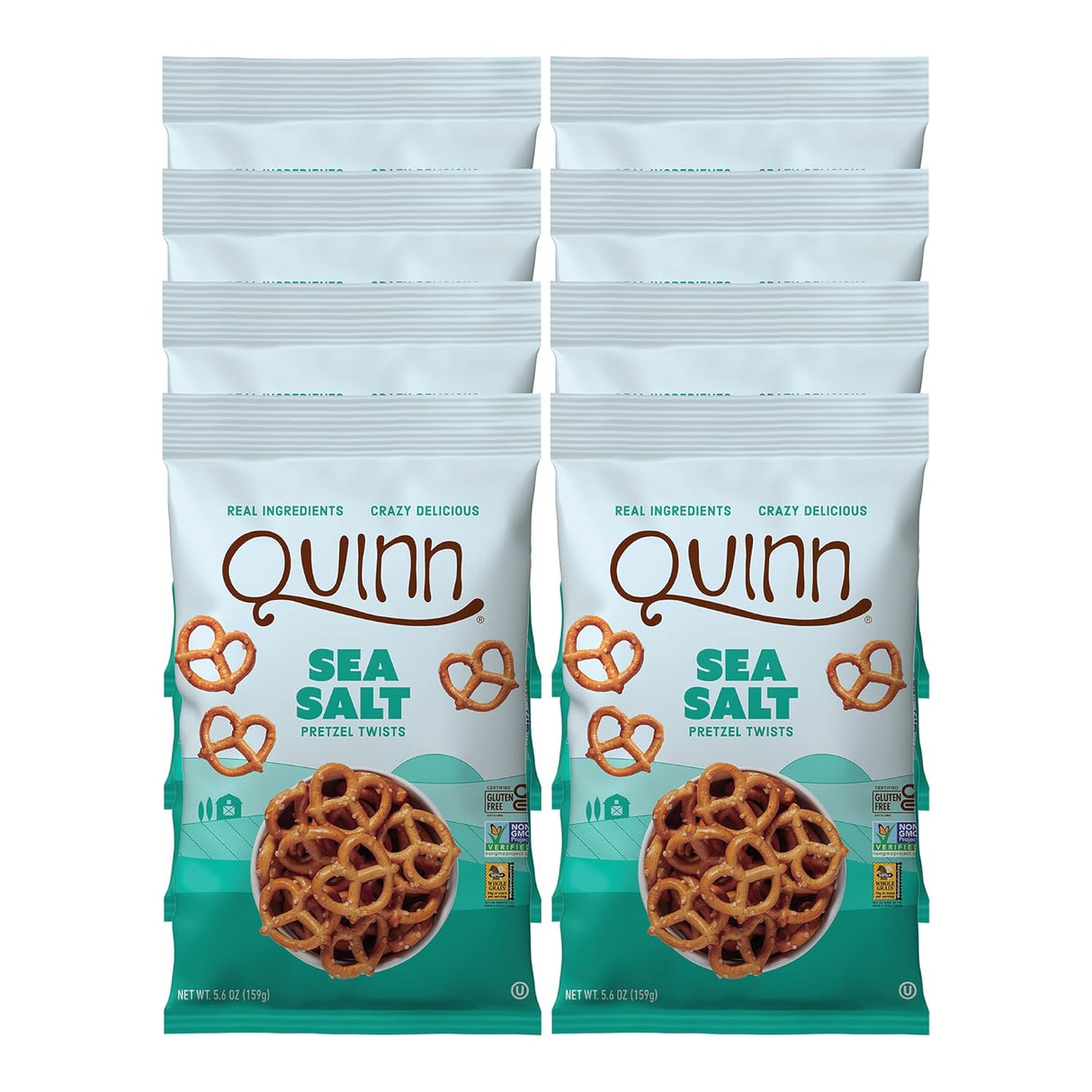 Quinn Pretzels, 5.6 Oz. Classic Sea Salt Twist, Pack of 8