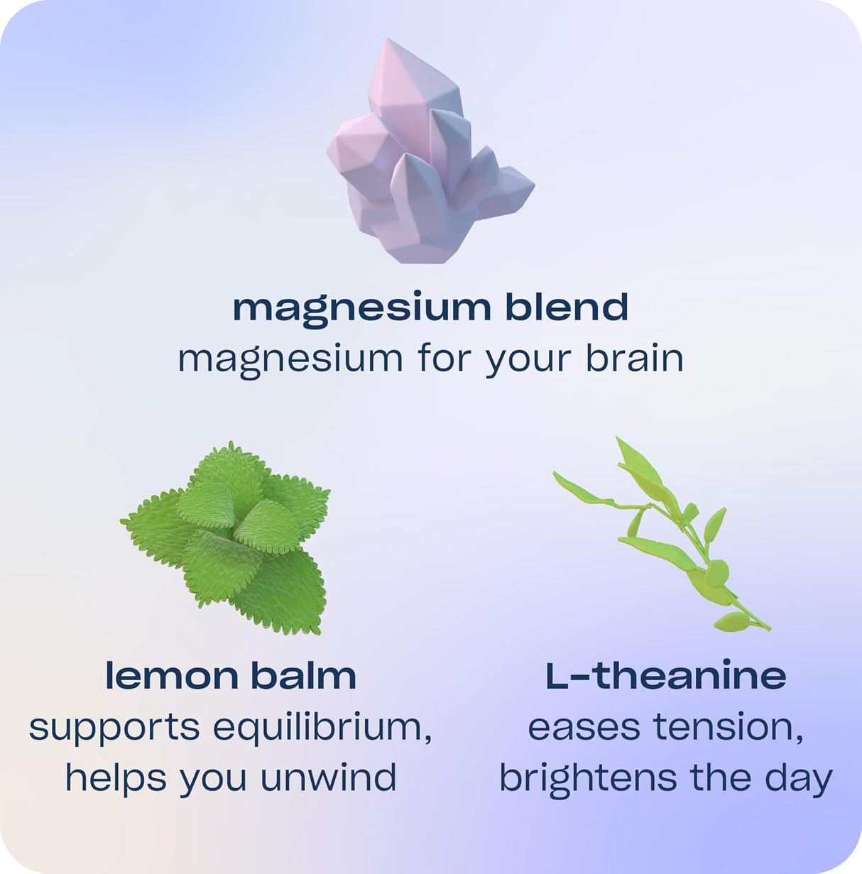 Magnesium blend with lemon balm and L-theanine on a light blue background