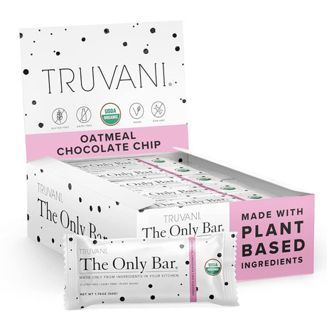 Truvani - Organic Oatmeal Chocolate Chip Bar, 1.76 oz (12 Pack) - Gluten & Dairy-Free
