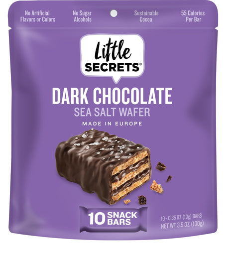 Little Secrets - Dark Chocolate Sea Salt Wafers, 0.35 oz (Pack of 50) - Gourmet Treat