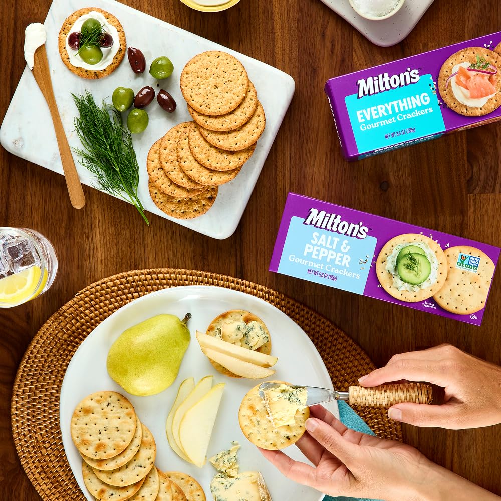 Milton's Everything Crackers | Whole Grain Baked Crackers | Case of 8 (8.4 oz Each)