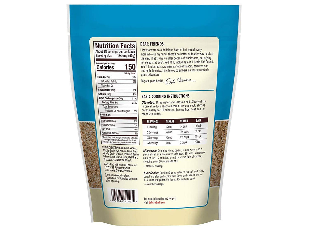 Back view of a food packaging with nutritional information and cooking instructions.