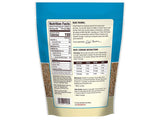 Back view of a food packaging with nutritional information and cooking instructions.
