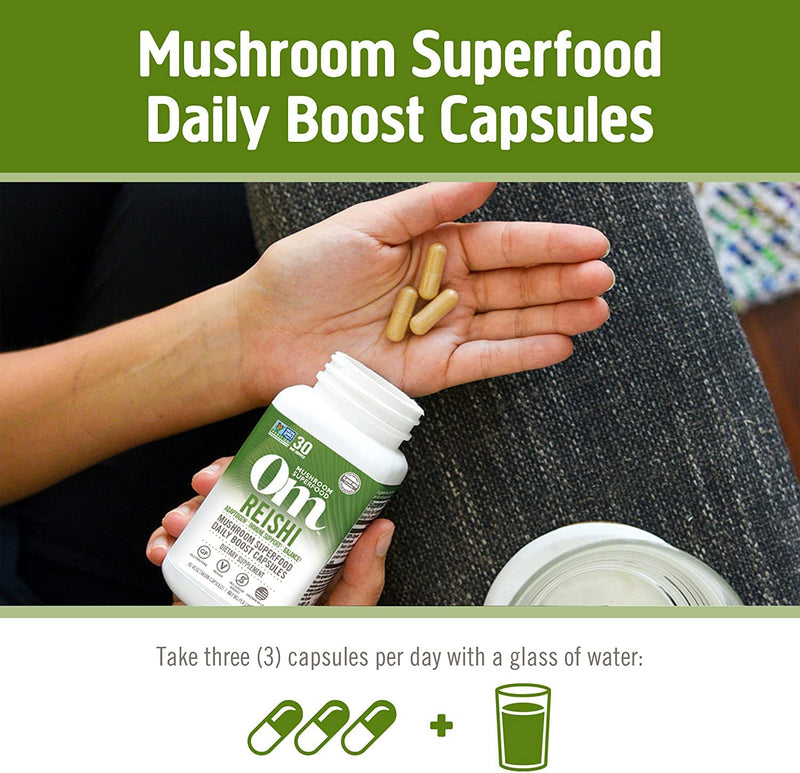 Om Mushroom Superfood Reishi Mushroom Capsules Superfood Supplement, 90 Count - Cozy Farm 