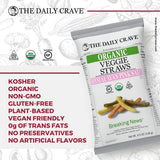 Package of The Daily Crave Organic Veggie Straws with certification logos on a white background