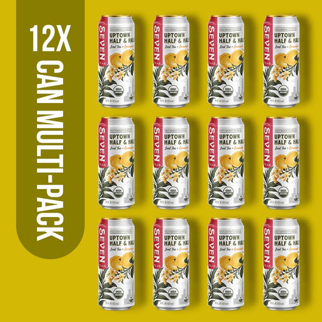 Seven Teas Organic Half & Half Lemon Tea, Case of 12, 16 Fl Oz Cans