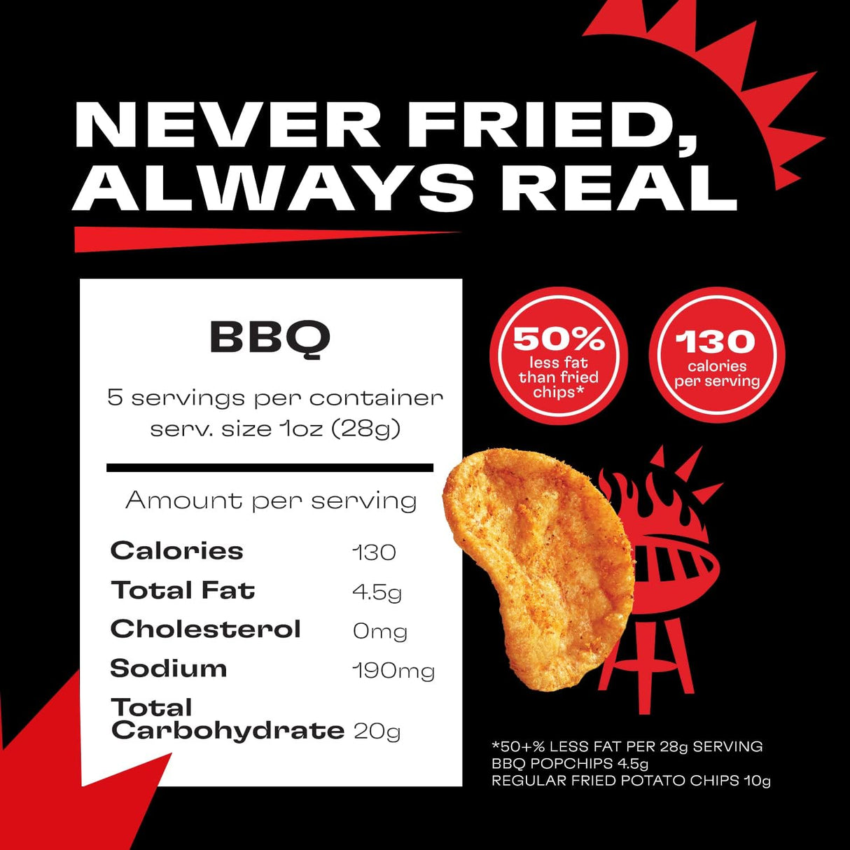 Popchips Barbeque Flavor Potato Chips, Case of 12, 5 oz Bags