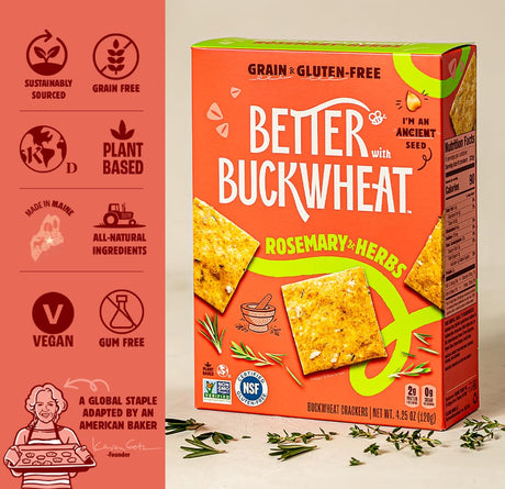 Better With Buckwheat Rosemary Herb Crackers, 4.25 oz (Case of 6)