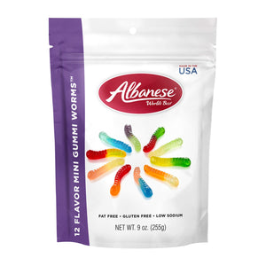 Albanese - Gummi Worms 12 Flavors, 9 oz (Pack of 6) - Gluten Free Candy