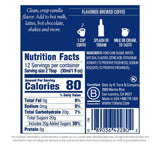 Nutrition facts label for flavored brewed coffee on a white background