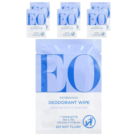 EO Lavender Deodorant Wipes, 6-Count, Case of 12