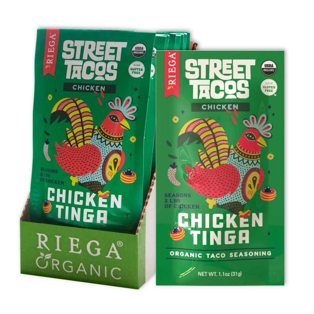 Riega Foods Chicken Tinga Taco Seasoning, Case of 8, 1.1 oz