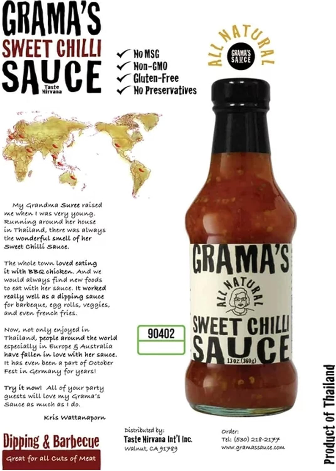Grama's Sweet Chili Sauce, 13 oz., Pack of 6