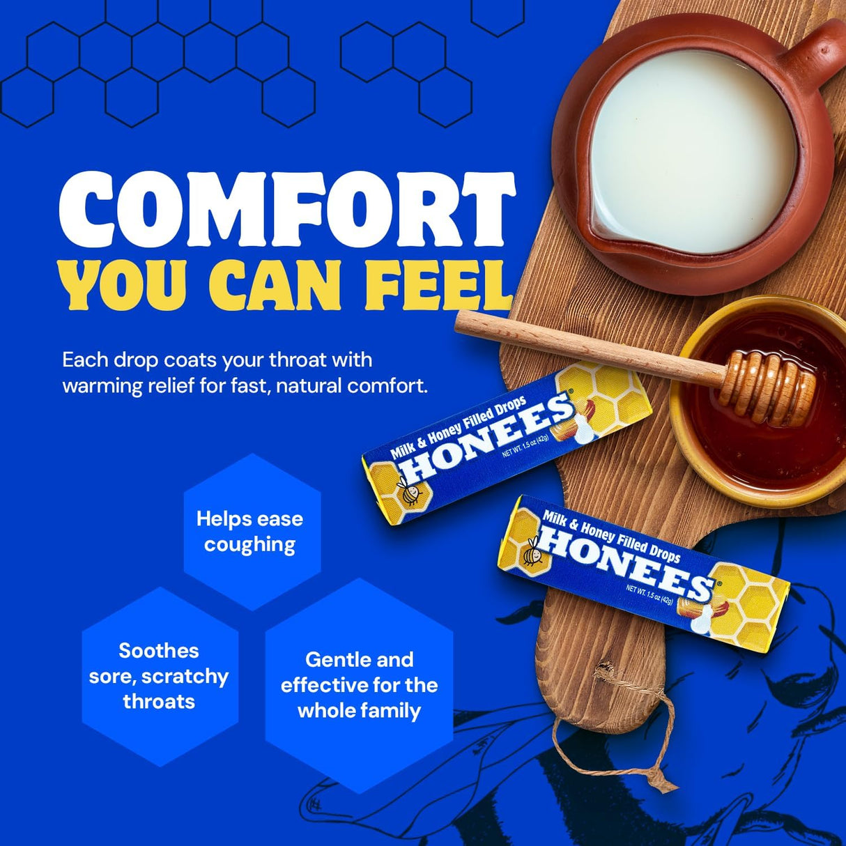Honees Milk and Honey Filled Bite-Sized Soft Caramel Drops, Pack of 24, 1.5 Oz.