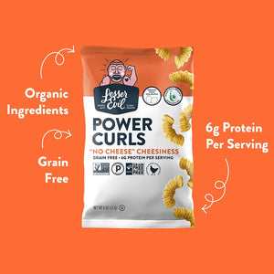 Lesser Evil, Organic Power Curls No Cheese Cheesiness, Case Of 9, 4 oz - Cozy Farm 