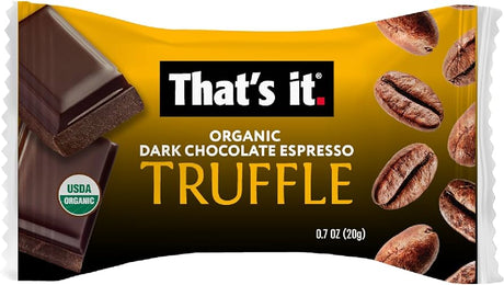 That's It - Organic Dark Chocolate Espresso Truffles, 4.2 oz (Case of 6) - Dairy Free Snacks