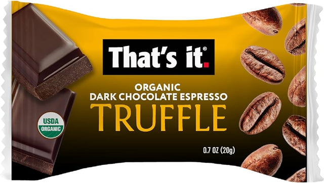 That's It - Organic Dark Chocolate Espresso Truffles, 4.2 oz (Case of 6) - Dairy Free Snacks