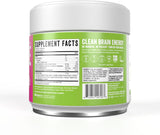 Supplement container with green label on a white background