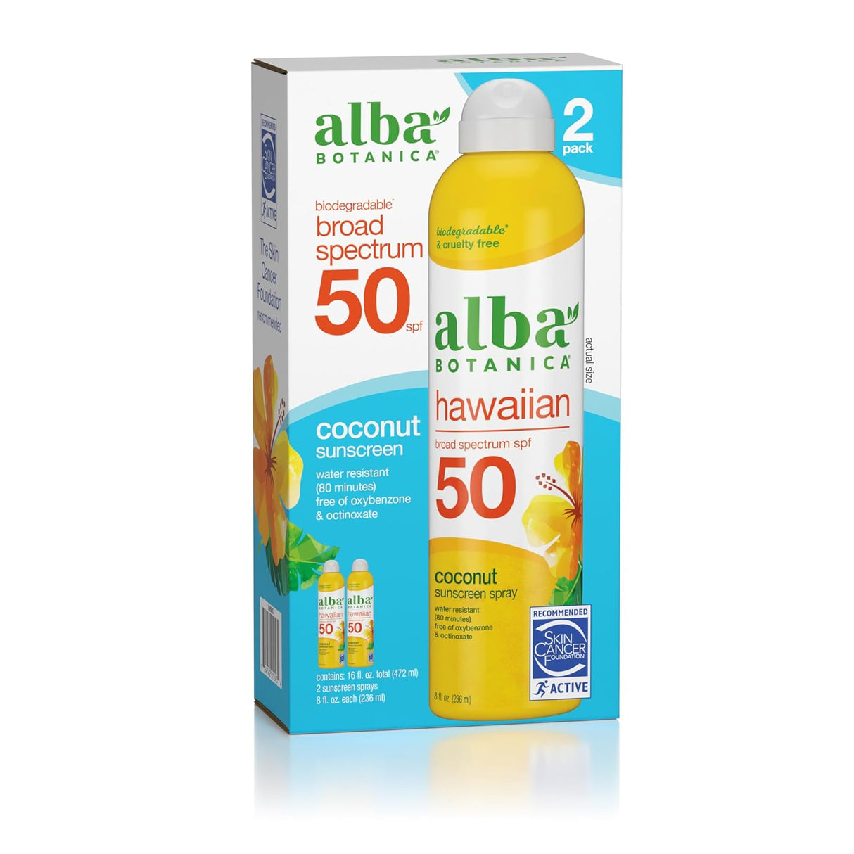Alba Botanica - Coconut Sunscreen Spray, 16 fl oz - Broad Spectrum Protection