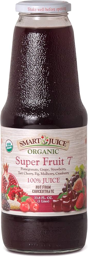Smart Juice Organic Super Fruit 7 Juice, 33.8 fl oz (Case of 6) - 100% Organic Juice