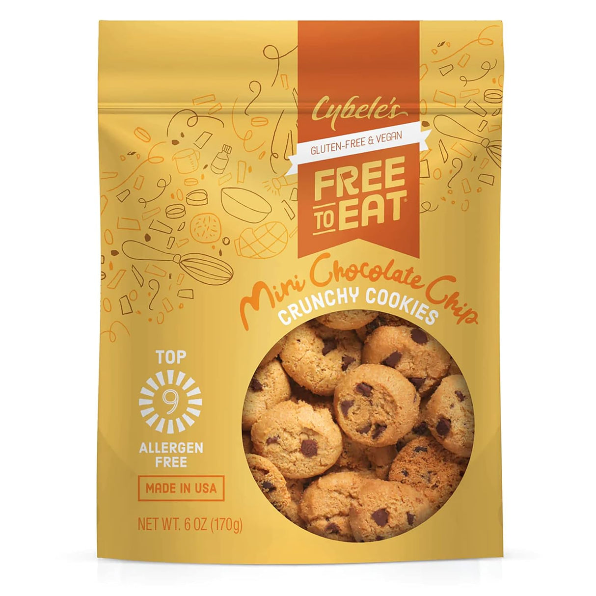 Cybele's Free To Eat - Mini Chocolate Chip Cookies, 6 oz (Pack of 6) - Gluten-Free Kosher