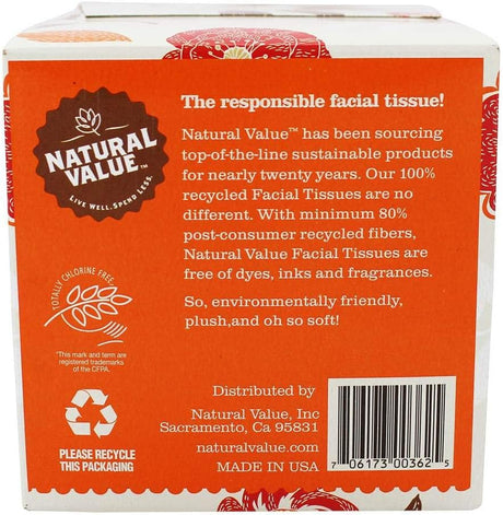 Natural Value Facial Tissue 2-Ply, Case of 36 - 85 Count per Box - Cozy Farm 
