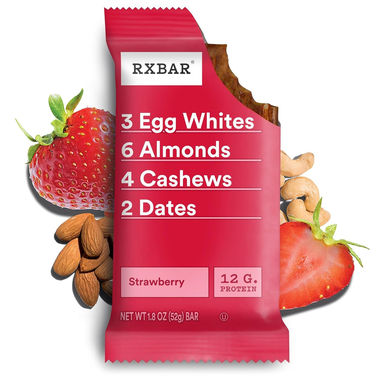 RXBAR Protein Bar - Strawberry - 1.83 Oz Bars, 12 Count - Real Food Protein