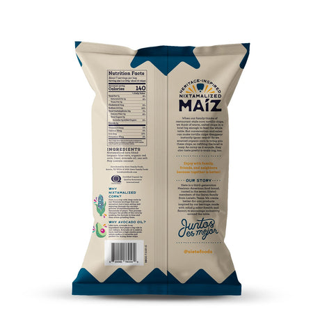 Siete Tortilla Chips, Organic Corn & Blue Corn, Case of 6 x 7.5 oz, Gluten-Free