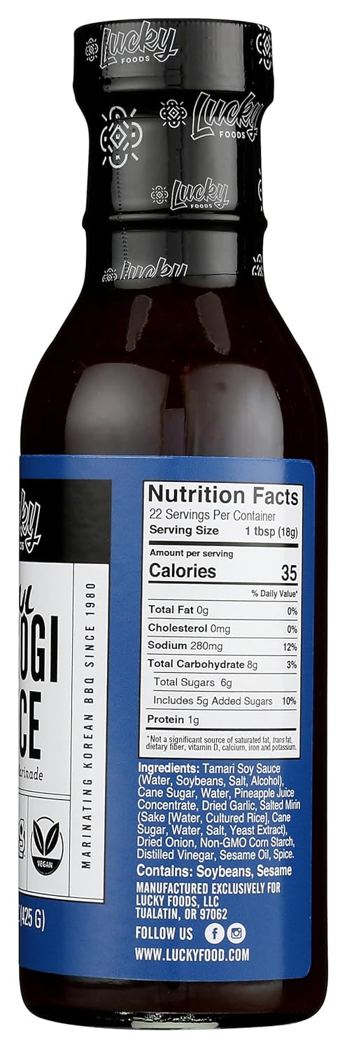 Seoul Vegan Bulgogi Sauce, Korean BBQ, Gluten-Free, Soy-Free, Case of 6 (15 oz)