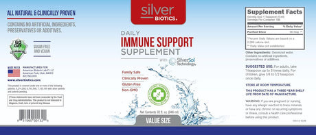 American Biotech Labs Silver Biotics Daily Immune Support Extract, 50 mcg/10 ppm, 32 fl oz