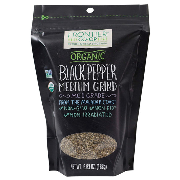 Frontier Organic Black Pepper, Medium Grind, Fair Trade Certified, 1 lb