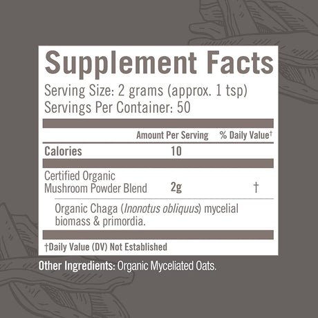 Om Mushroom Superfood Chaga Organic Mushroom Powder, 3.5 Ounce - Cozy Farm 