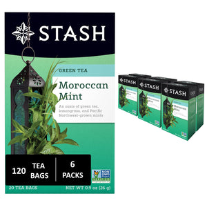 Stash Tea Organic Moroccan Mint Green Tea Bags, USDA Organic, Case of 6 (20 Count)