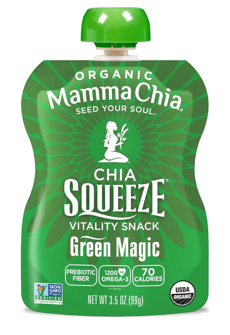Mamma Chia Green Magic Vitality Squeeze Snack, 3.5 oz, Pack of 6