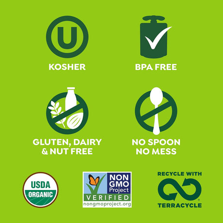 Collection of food safety and certification logos on a green background
