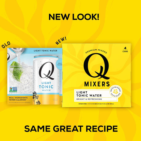 Q Drinks Agua tónica ligera - 7.5 onzas líquidas - Caja de 4 