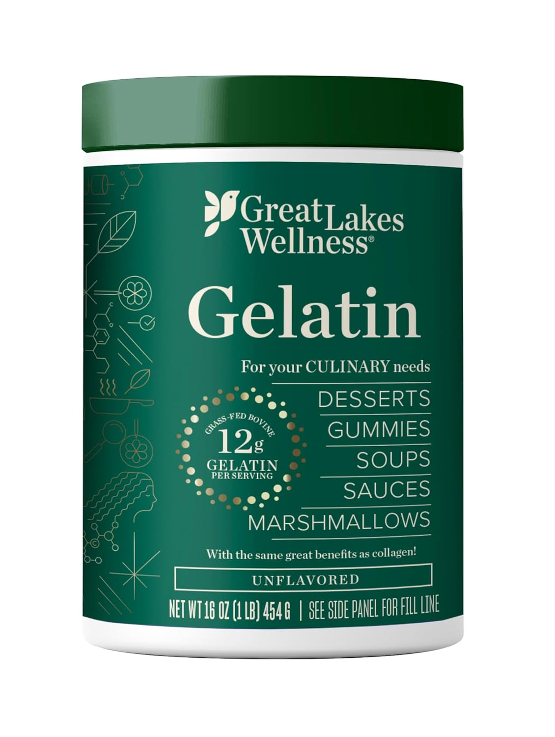 Great Lakes Wellness Gelatin container on a white background