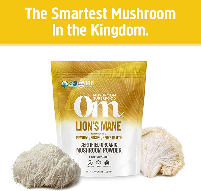 Om Mushroom Superfood Lion's Mane Organic Mushroom Powder, 7.05 Oz - Cozy Farm 