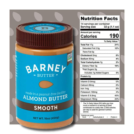 Barney Butter Smooth Almond Butter, 16 Oz., Case of 6